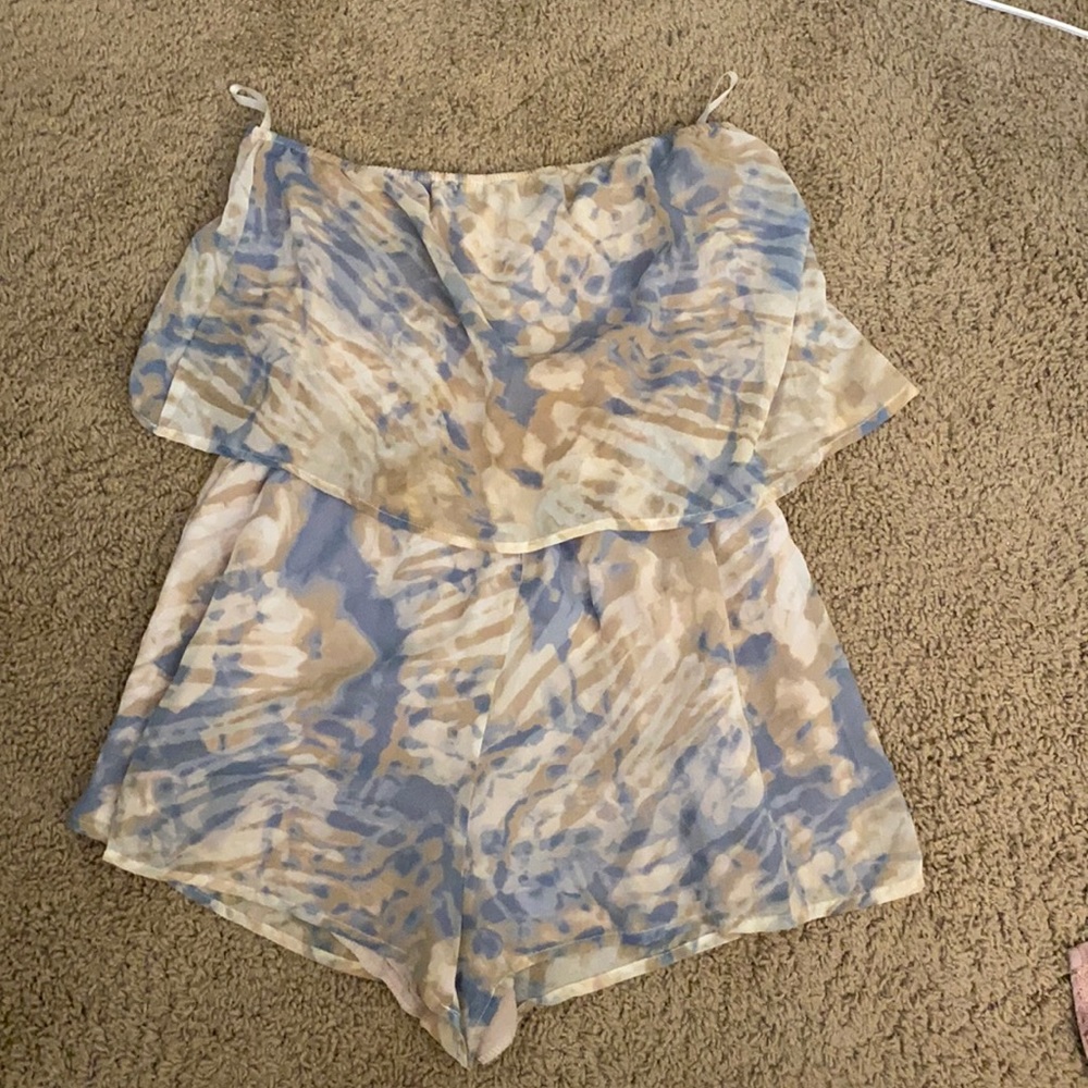 blue and pink romper